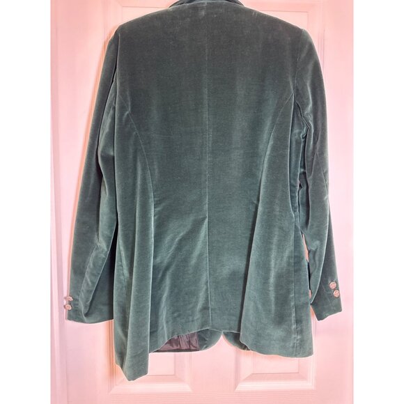 Vintage Prestige Of Boston Green Velvet Blazer Size 16 With Silver Buttons - Picture 4 of 12